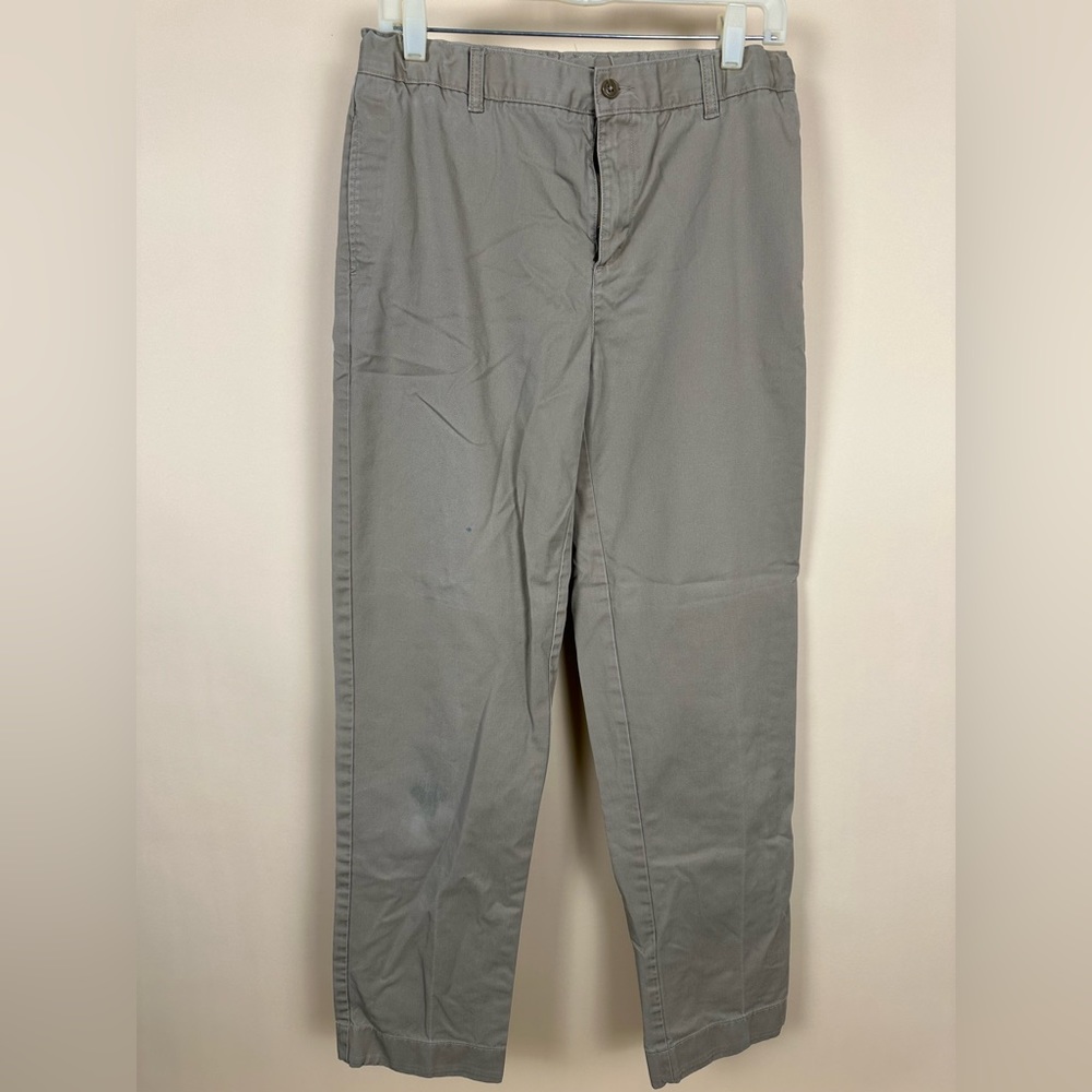 Lands’ End Khaki Chino Uniform Pants, Tan, boys 18 husky